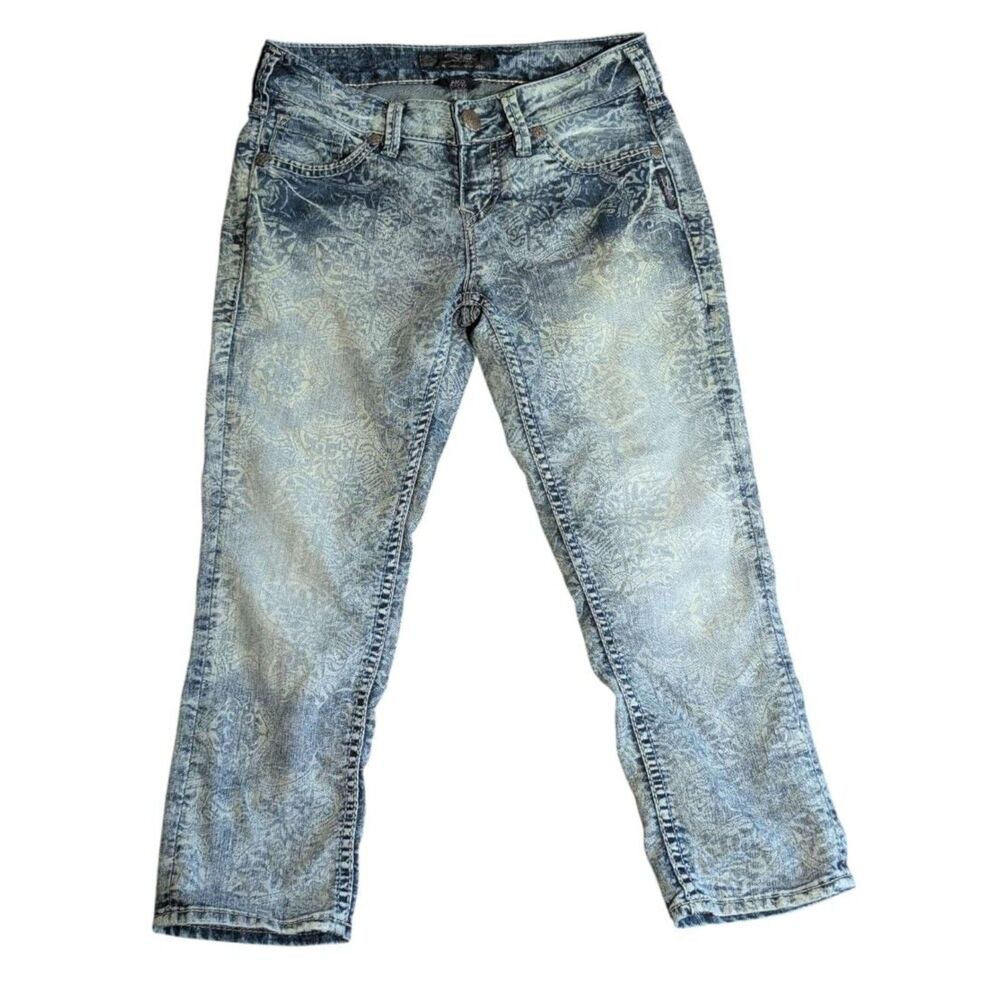 Silver Jeans Co. Aiko Capri W26 Light Wash Patterned Denim